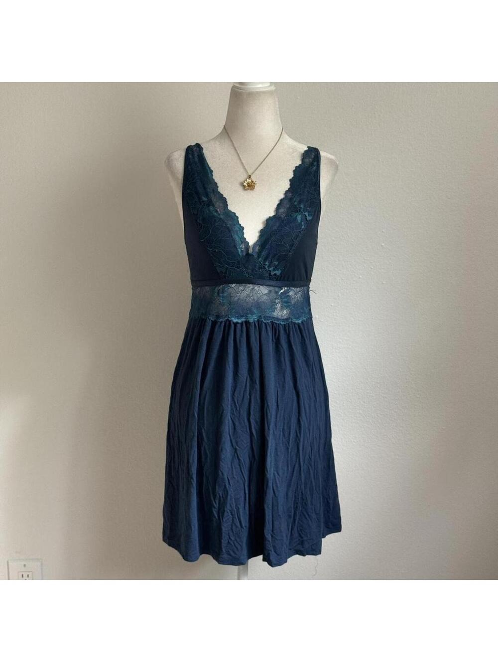ੈ✩‧₊˚y2k blue lace slip mini dress